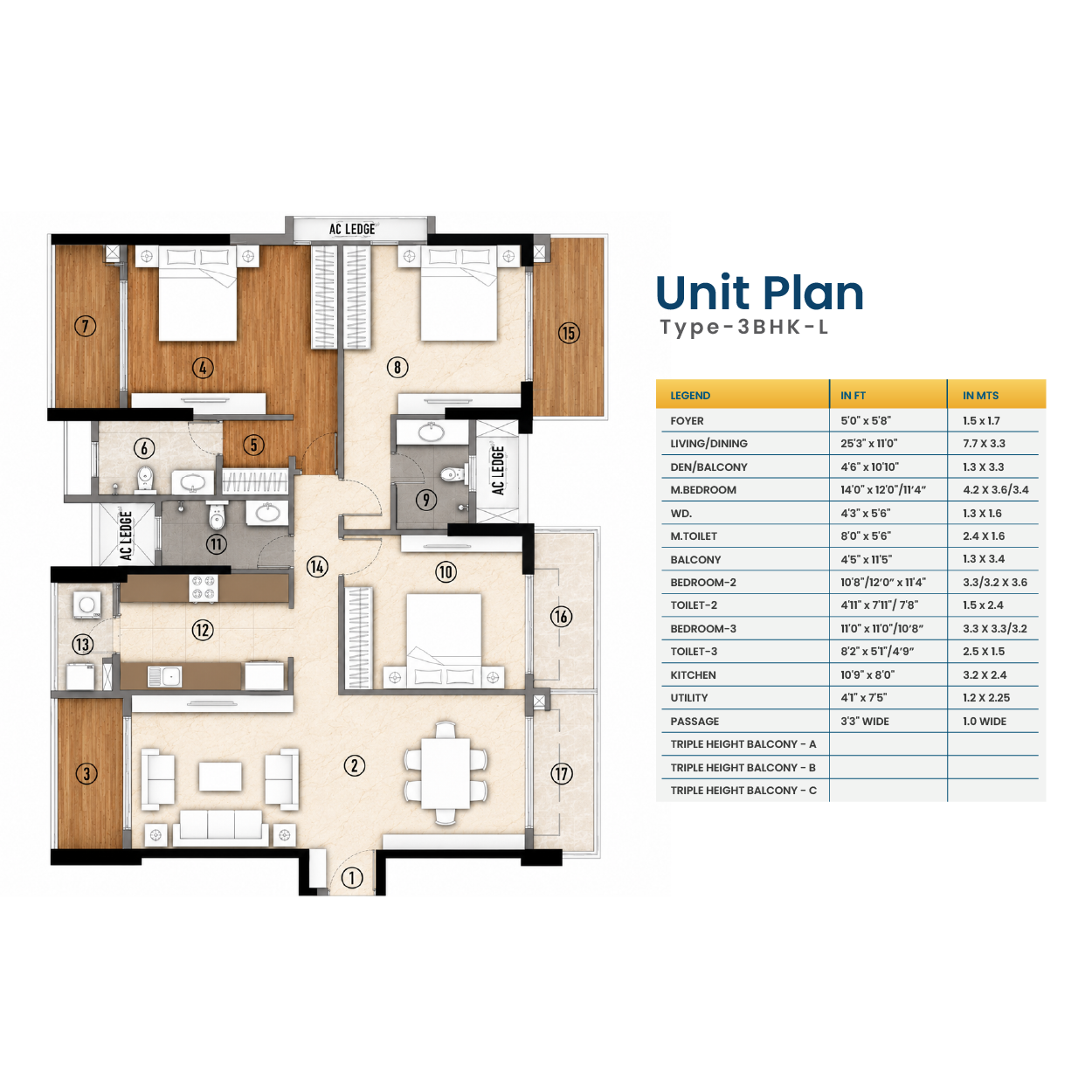 3 BHK Floor Plan